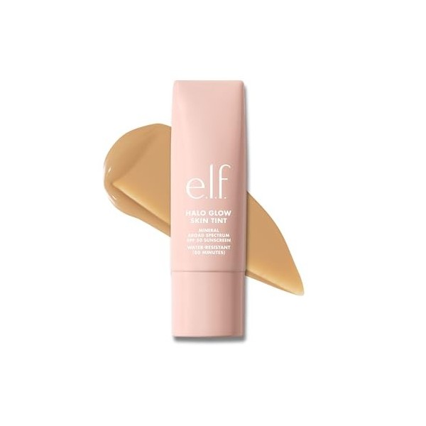 e.l.f. Halo Glow Skin Tint SPF 50, crème hydratante colorée pour une couvrance légère et modulable, pour un éclat naturel, vé