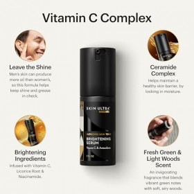 MANSCAPED® Skin Ultra™ Sérum Éclat Visage - Sérum à la Vitamine C pour Homme, Formulé pour Unifier le Teint et Atténuer lApp