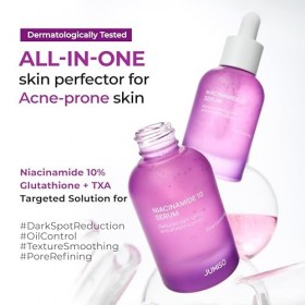 JUMISO Niacinamide 10 Sérum coréen pour le visage avec glutathion, acide tranexamique TXA et complexe de centella – Réduit la