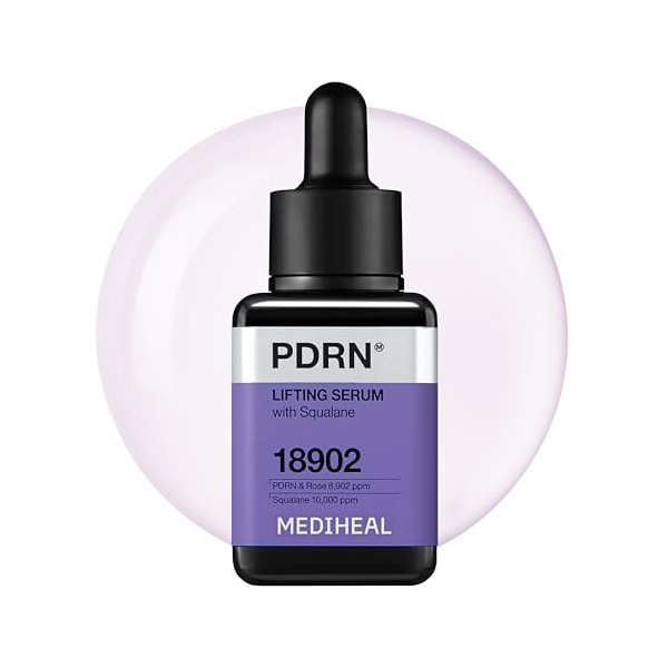 Mediheal Pdrn Sérum lifting avec sérum coréen squalane pour le visage pour un teint naturellement éclatant, affine les pores,