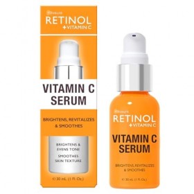 LIVAURA Sérum Visage Rétinol + Vitamine C – Anti-âge, unifie le teint, atténue ridules & rides, dommages du soleil & taches b...