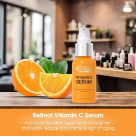 LIVAURA Sérum Visage Rétinol + Vitamine C – Anti-âge, unifie le teint, atténue ridules & rides, dommages du soleil & taches b...