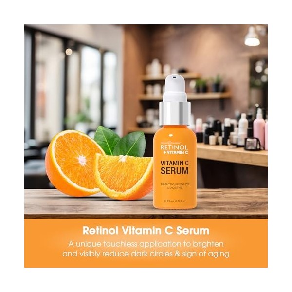 LIVAURA Sérum Visage Rétinol + Vitamine C – Anti-âge, unifie le teint, atténue ridules & rides, dommages du soleil & taches b...