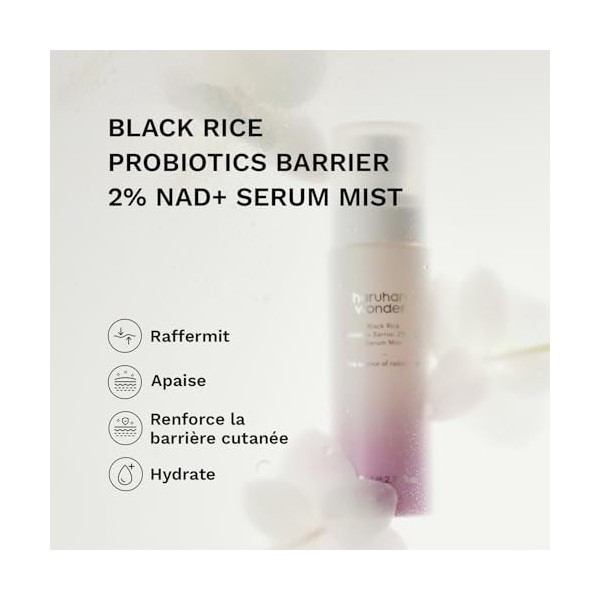 haruharu wonder Black Rice Probiotics 2% NAD+ Serum Mist, Sérum-en-Brume, Ultra-Fine, Hydratant et Repulpant, Soutien de la b
