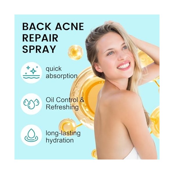 Spray De Traitement De Lacné du Dos,Spray Pour le Dos et Le Corps, Dacné Brume de Soin,Doux pour La Peau,Nettoyage en Profo