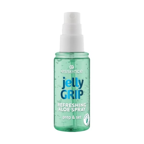 essence Jelly GRIP REFRESHING ALOE SPRAY, hydratant, texture gel-to-mist, à l’aloe vera, pour préparer, fixer ou rafraîchir, 
