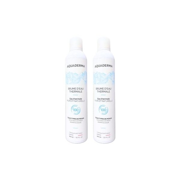 Aquaderma Brume Eau Thermale Lot de 2x300ml - Apaise et Adoucit la Peau - 100% Ingrédients Naturels - Enrichie en Sels Minéra