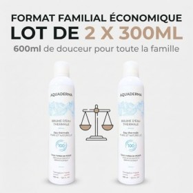 Aquaderma Brume Eau Thermale Lot de 2x300ml - Apaise et Adoucit la Peau - 100% Ingrédients Naturels - Enrichie en Sels Minéra