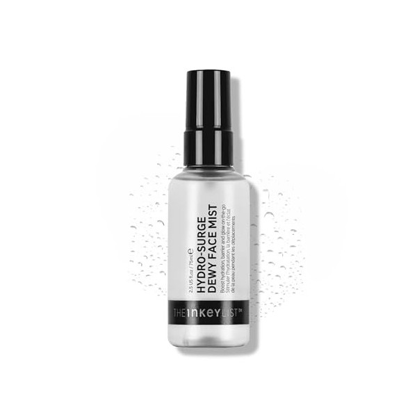 The INKEY List Hydro-Surge Dewy Face Mist 75 ml, spray stimulant lhydratation, sans parfum ni alcool, formule douce pour les