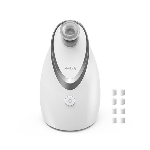 Wolady Vapeur Visage Vaporisateur Sauna Spa Facial Chaude Nano Ionique,Equipé de coton aromathérapie,Réglable Visage Steamer 