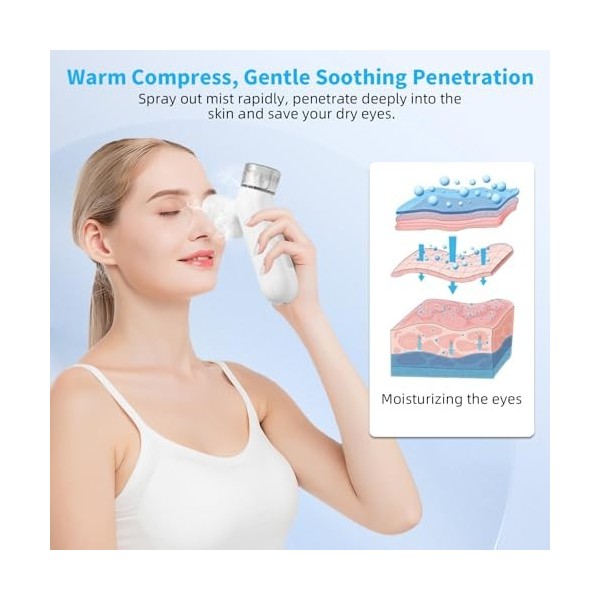 Vaporisateur à vapeur pour les yeux secs, nano-brume chauffante avec modes de compression chaude et froide, machine de thérap