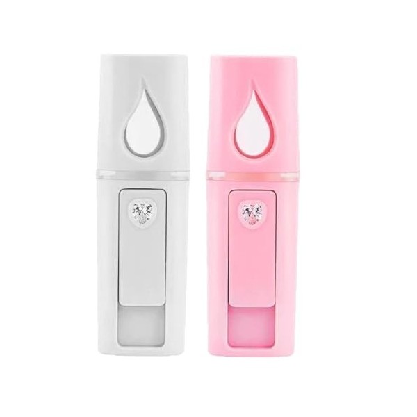 WUSJCOF 2 pièces Nano Humidificateur Facial, Portable Mini Brume, Brumisateur Eau Visage avec Conception de Miroir, Hydratant