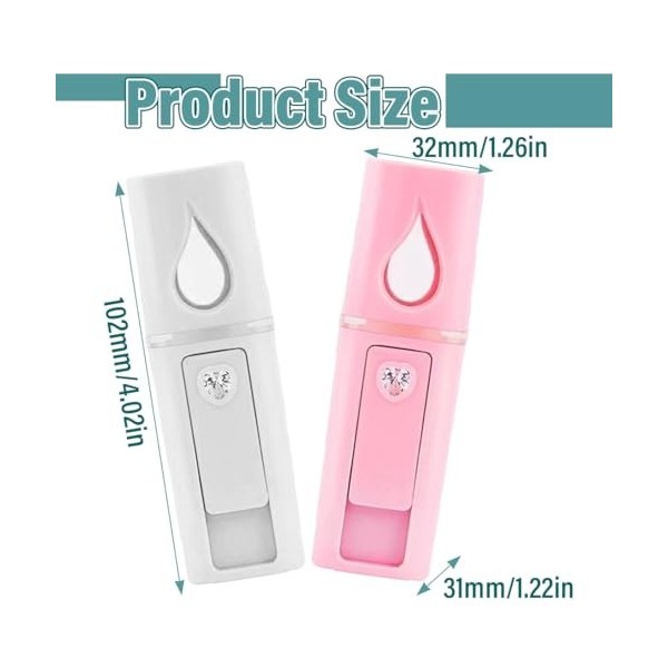 WUSJCOF 2 pièces Nano Humidificateur Facial, Portable Mini Brume, Brumisateur Eau Visage avec Conception de Miroir, Hydratant