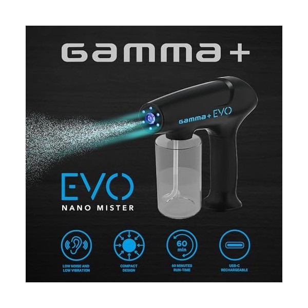 Gamma+ Nano Atomiseur EVO NANO MISTER, Vaporisateur Rechargeable avec USB de Type C, Grande Capacité 340 ml, 90 Min dAutonom ...