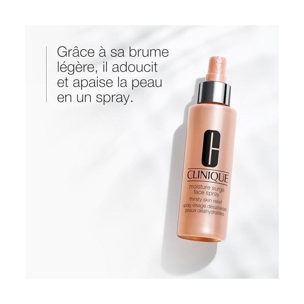 Clinique Moisture Surge Spray Visage Désaltérant sans corps gras. Peaux Très Sèches à Mixtes Grasses | Hydratant + Adoucissan