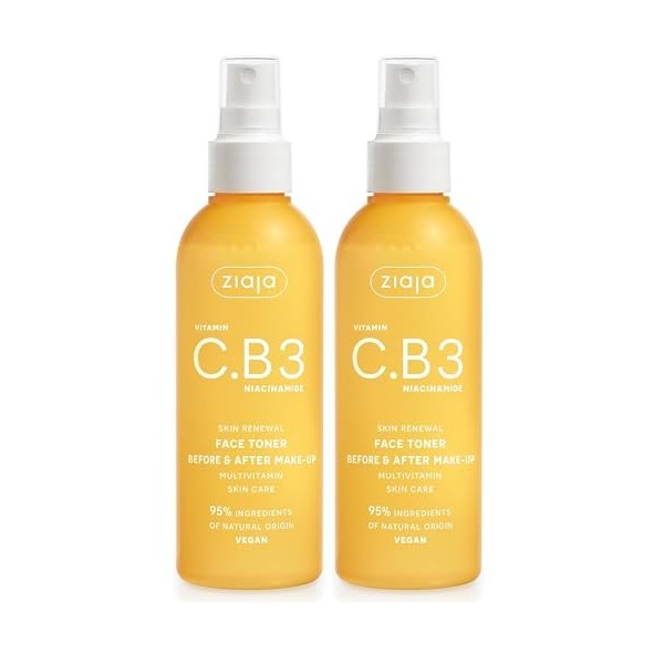 NOVA ENGEL Vitamina C,B3 Niacinamida Tã³Nico Facial Spray 190 ml Lot de 2 Crème Jour et Nuit