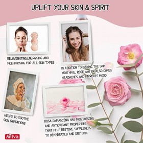 Milva Spray à lEau de Rose et à lHuile de Rose Bulgare - 200 ml Brume Visage et Tonique Hydratant Naturel - Soin Pur Multi-