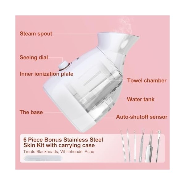 Wolady Vapeur Visage Vaporisateur Sauna 3 en 1,Spa Facial Chaude Nano Ionique Visage,Chauffe-Serviettes et Humidificateur, Ap