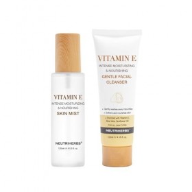 Neutriherbs Brume Visage à la Vitamine E & Nettoyant Visage Doux – Hydratent, nettoient et apaisent la peau.