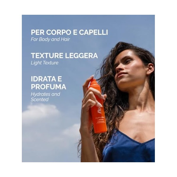 Fler Hydra Mist - Brume biphasée hydratante, rafraîchissante et parfumée pour peau et cheveux avec Aloe Vera, Acide Hyaluroni