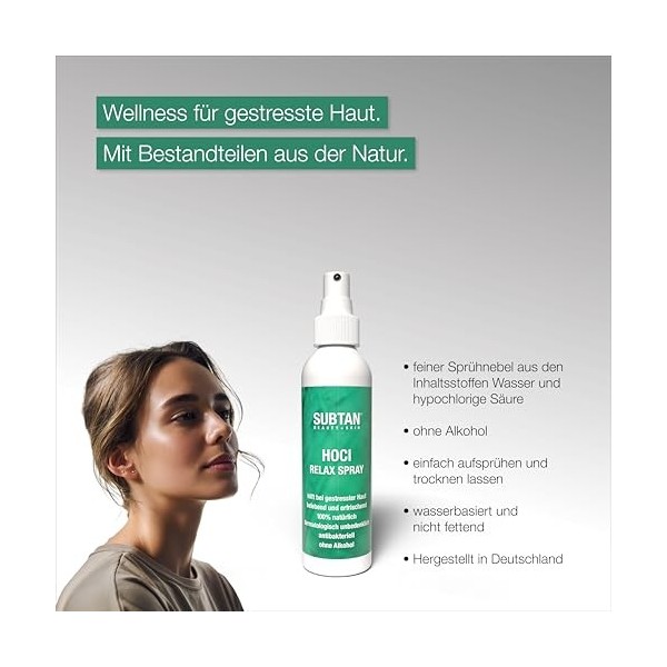 SUBTAN Beauty + Skin Spray relaxant 100 ml – Spray apaisant pour le visage et le corps pour peaux stressées et irritées – San