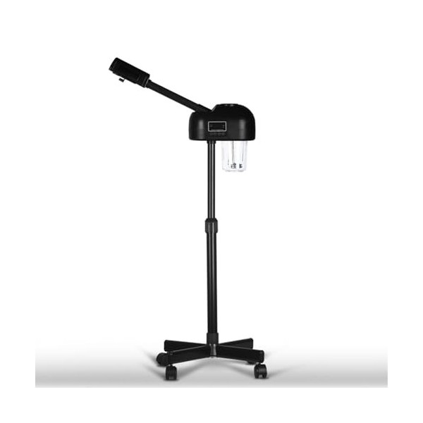 TransArcade Cuiseur vapeur professionnel pour le visage avec écran LCD, support réglable en hauteur avec roulettes, tête rota