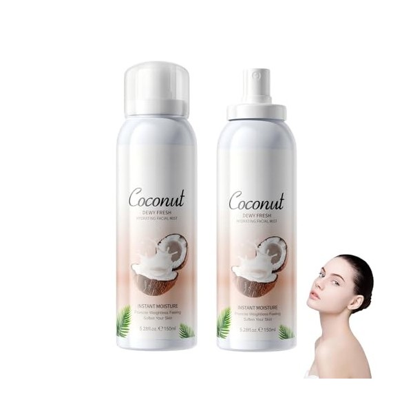 Lot de 2 sprays hydratants toniques pour le visage 150 ml x 2 pièces, hydratant, apaisant et réparateur pour la peau noix de