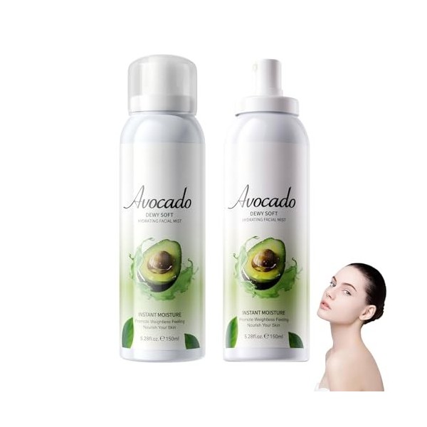 Lot de 2 sprays hydratants toniques pour le visage 150 ml x 2 pièces, hydratant, apaisant et réparateur pour la peau noix de