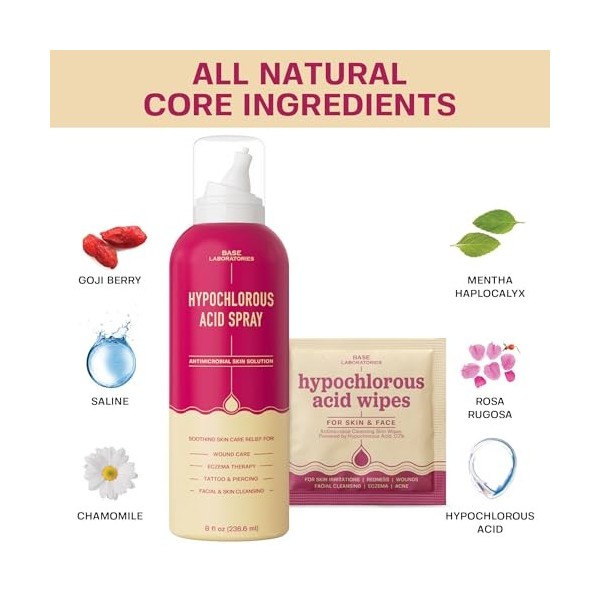BASE LABORATORIES Lingettes à lacide hypochloreux et spray acide hypochloreux