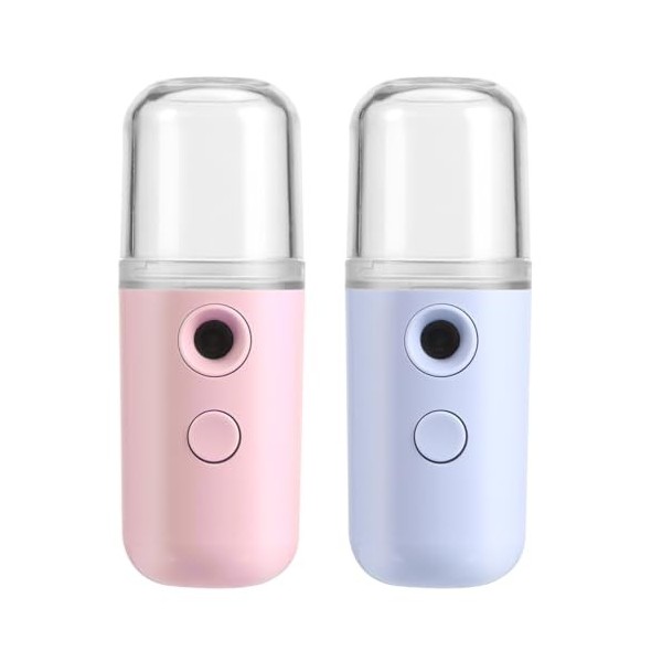 SAFIGLE Lot de 2 vaporisateurs nano pour le visage : portable, avec fonction de charge USB, hydratant pour les soins de la pe