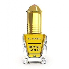 El Nabil Royal Gold 5 ml Huile de parfum – Oil Attar Musc Misk sans alcool, Musc de qualité supérieure, oriental, arabe, oud,