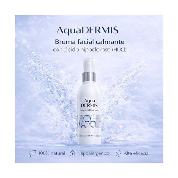 AquaDERMIS Tonic-Mist 150 ml – Pack Duo Économique 2 × 150 ml | Lotion Tonique Visage en Spray à l’Acide Hypochloreux HOCl Cr...