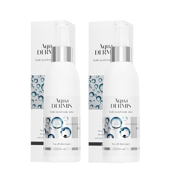 AquaDERMIS Tonic-Mist 150 ml – Pack Duo Économique 2 × 150 ml | Lotion Tonique Visage en Spray à l’Acide Hypochloreux HOCl Cr...