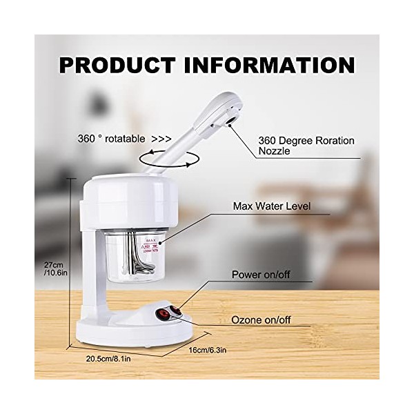 Buse réglable à 360 degrés pour le visage - Vapeur professionnel portable - Machine de nettoyage à la vapeur - Pour la maison