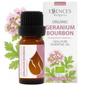 Essences Bulgaria Huile Essentielle De Géranium Bourbon Bio 10 ml | Pelargonium Asperum | 100% Pure Et Naturelle | Non Diluée...