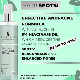 Afrodita Professional Niacinamid Spray anti-taches pour le visage et le corps 5 % niacinamide contre les impuretés Tonique po