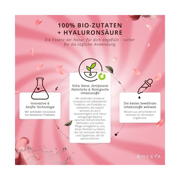 Omexya Rosa Damascena – Spray d’Eau de Rose Naturelle 100 ml avec Acide Hyaluronique – Tonique Visage & Brume Rafraîchissante...
