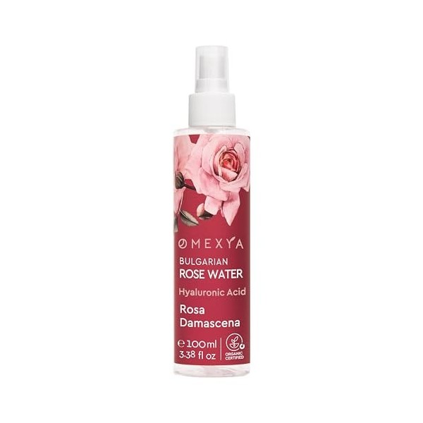 Omexya Rosa Damascena – Spray d’Eau de Rose Naturelle 100 ml avec Acide Hyaluronique – Tonique Visage & Brume Rafraîchissante...
