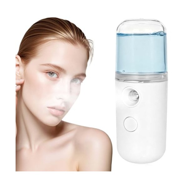 Nano Humidificateur Facial Mini Vapeur de Brume de Visage Portable Vaporisateur de Brume à Main, 30ml USB Vaporisateur Nanopo