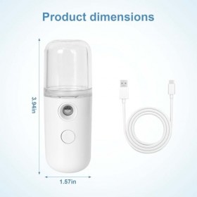Nano Humidificateur Facial Mini Vapeur de Brume de Visage Portable Vaporisateur de Brume à Main, 30ml USB Vaporisateur Nanopo