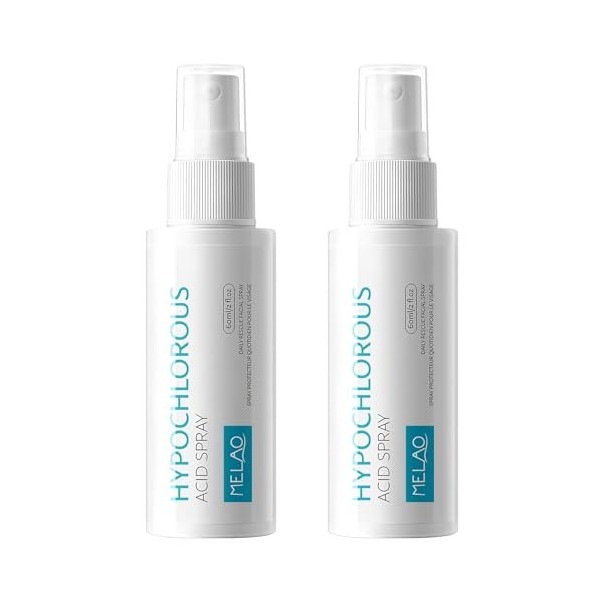 2 Pièces Acide hypochloreux Spray, Spray pour le visage et la peau, sûr pour la peau, à utiliser sur le cuir chevelu sec et a...