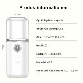 Zerodis Nano Facial Portable Pulveriser USB Charging Folder for Hydratation - Mini Taille, Nano Aerosol Technology, High Volu...