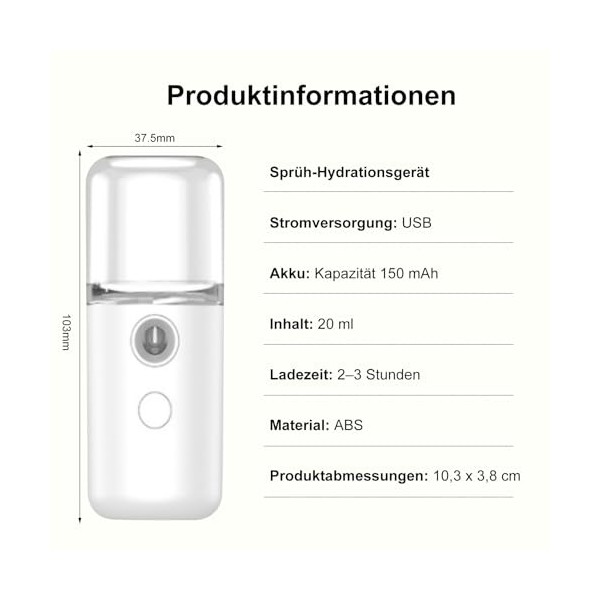 Zerodis Nano Facial Portable Pulveriser USB Charging Folder for Hydratation - Mini Taille, Nano Aerosol Technology, High Volu...