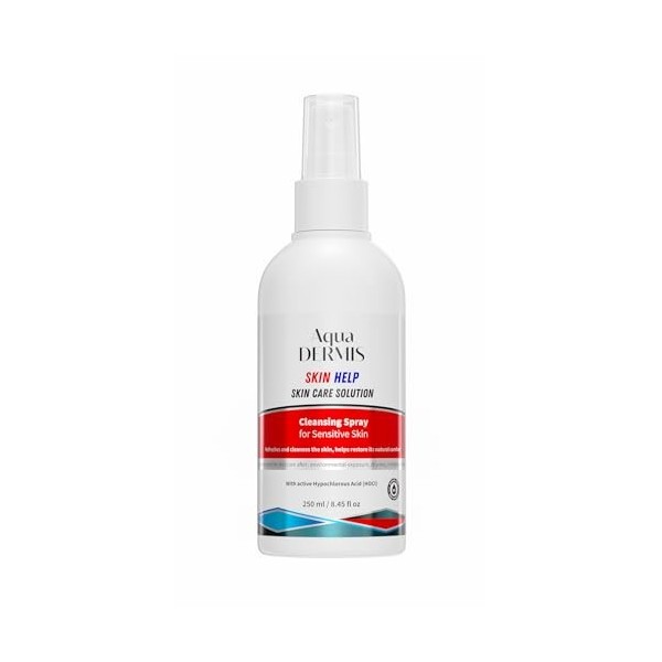 AquaDERMIS Spray Peau Sensible et Abîmée – Soin Naturel au HOCl pour Rougeurs, Irritations, Boutons et Brûlures – Sans Alcool