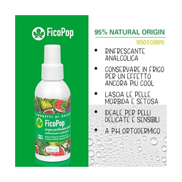Helan I Sorbetti FicoPop - Spray deau parfumée rafraîchissante et tonifiante pour le corps et le visage à la vitamine C, à l