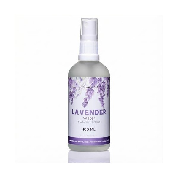 COLLAGENA Spray deau de lavande pour le visage - Formule brevetée avec hydrolat de lavande et peptides de collagène - Toniqu