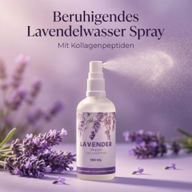 COLLAGENA Spray deau de lavande pour le visage - Formule brevetée avec hydrolat de lavande et peptides de collagène - Toniqu