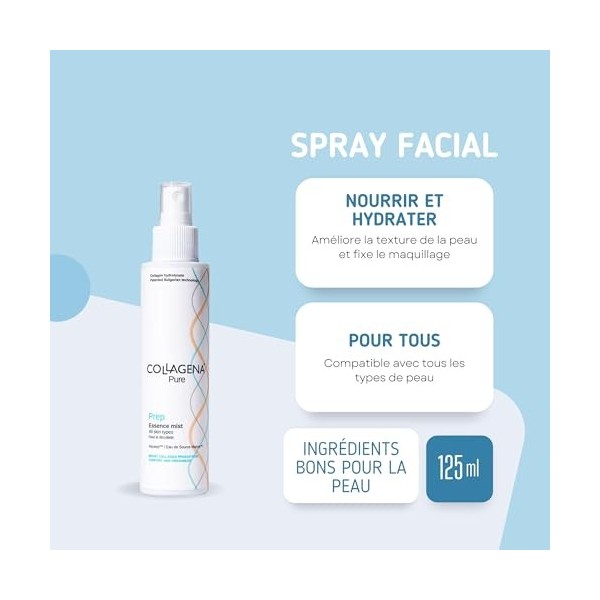 Essence Mist Spray pour le visage 125 ml - Spray hydratant pour le visage et le décolleté - Spray hydratant à leau de mer et