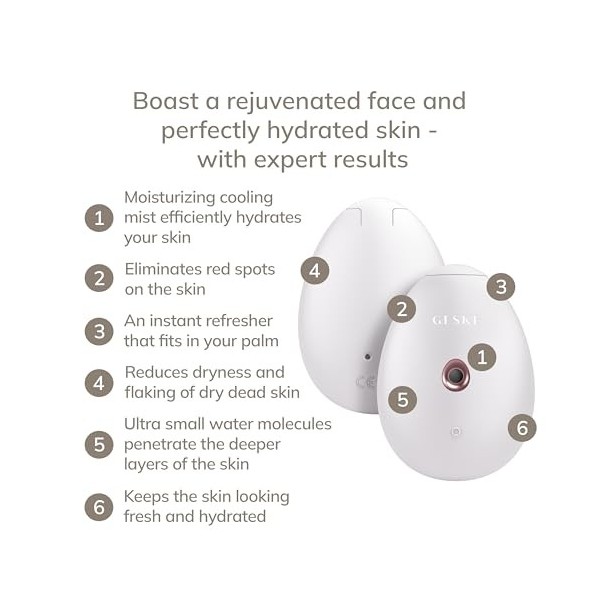 GESKE | SmartAppGuided™ Facial Hydration Refresher | 4 in 1 | Atomiseur deau | Vaporisateur facial | Vaporisation deau | Br C...