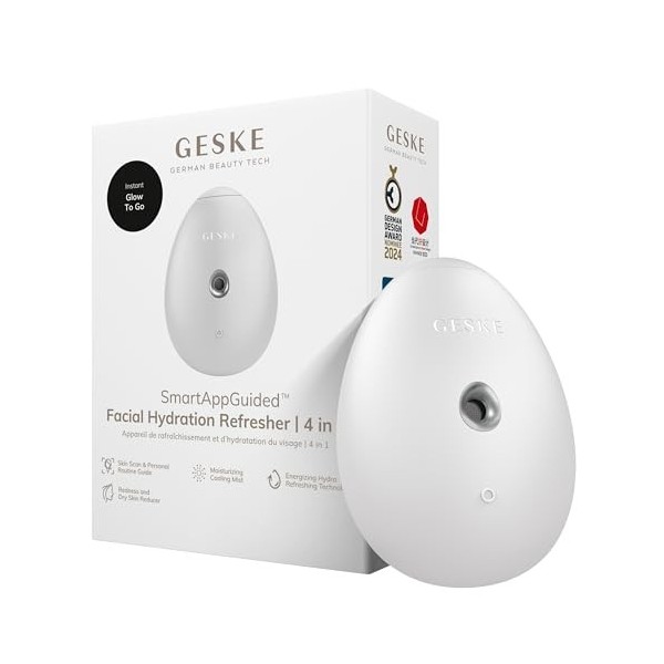 GESKE | SmartAppGuided™ Facial Hydration Refresher | 4 in 1 | Atomiseur deau | Vaporisateur facial | Vaporisation deau | Br C...